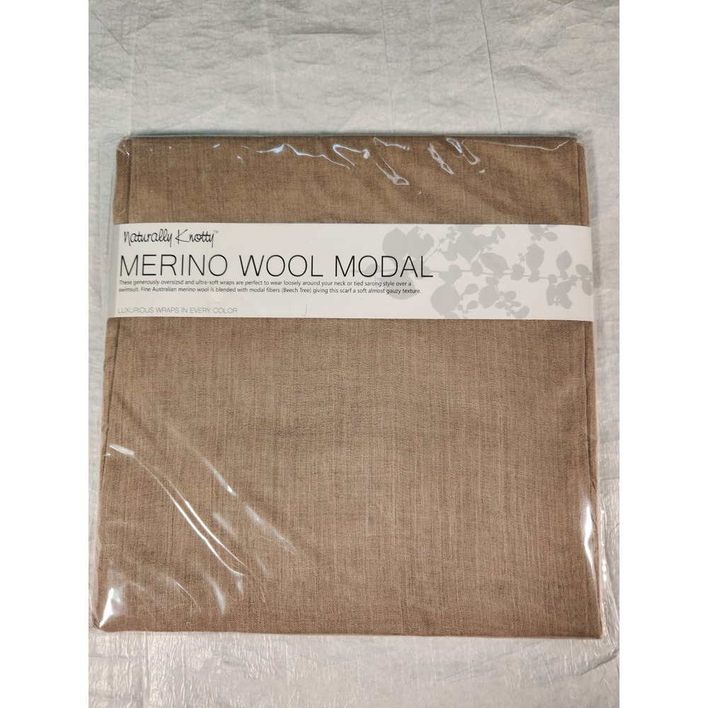 New Naturally Knotty 10% Wool 90% Modal Tan Fringe Scarf Oversized 43x 78 Beige